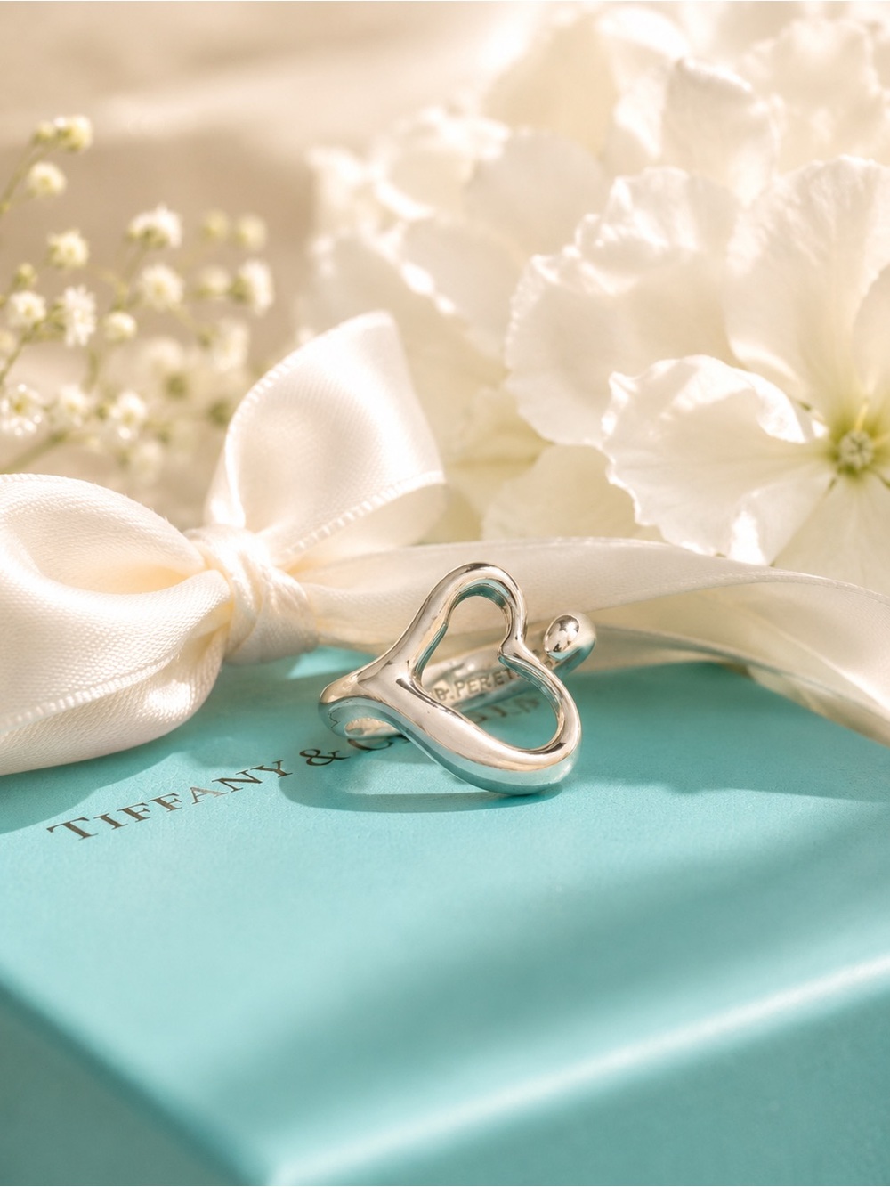 Authentic Tiffany & Co Elsa Peretti Open Heart Ring Size 4.5